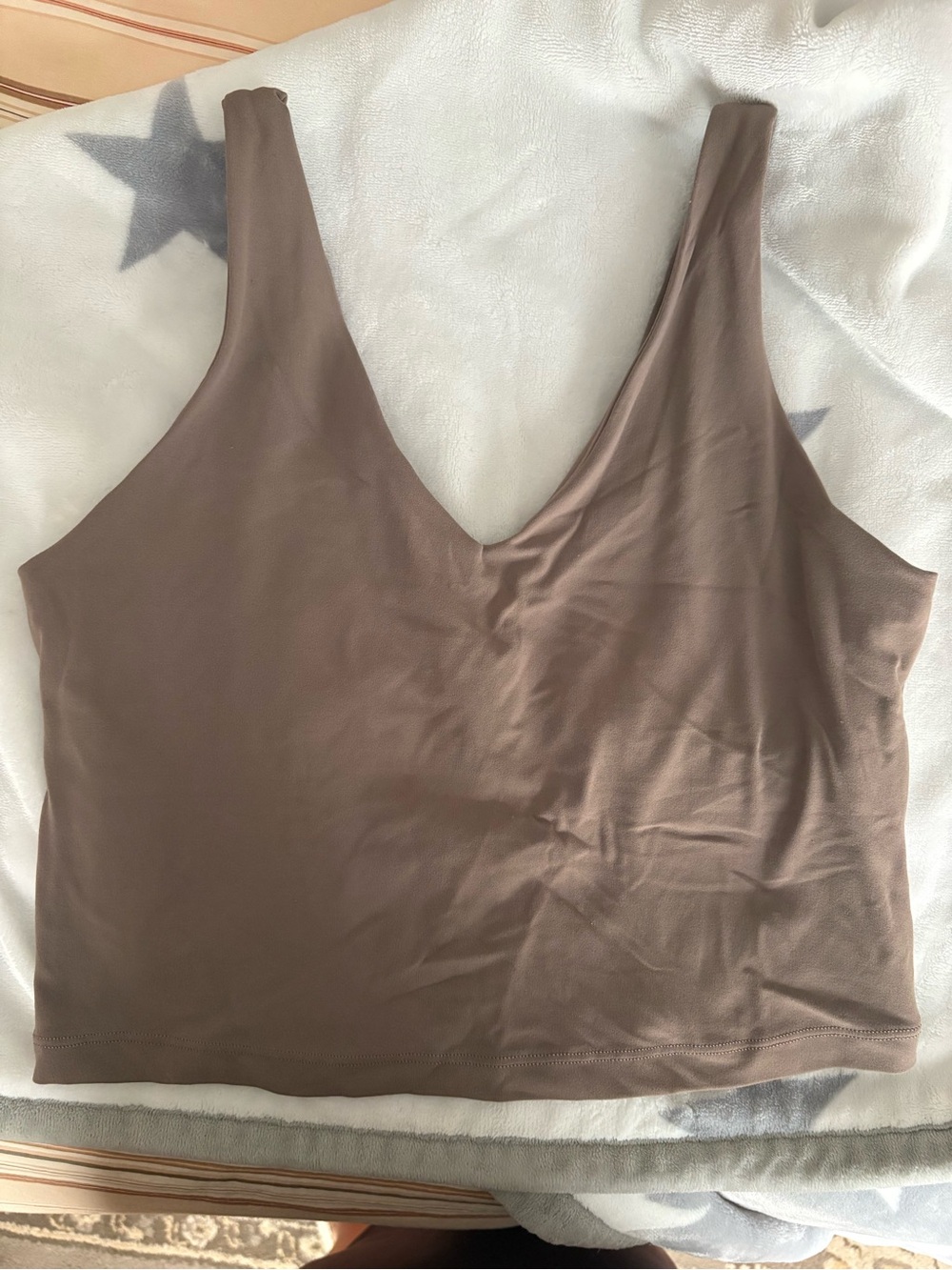 Athleta Taupe V-Neck Crop Tank